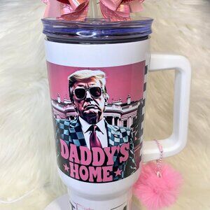 40 oz Insulated Trump Tumbler, Bow, Charm and Free Shipping!
